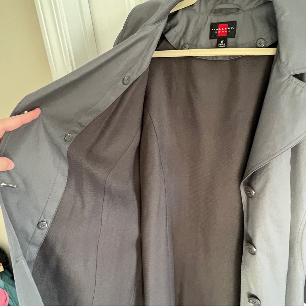 NWT Gallery Woman hooded gray trench coat - Picture 10 of 15